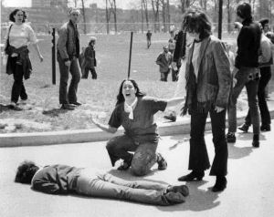famous picture of a female student yelling over dead body