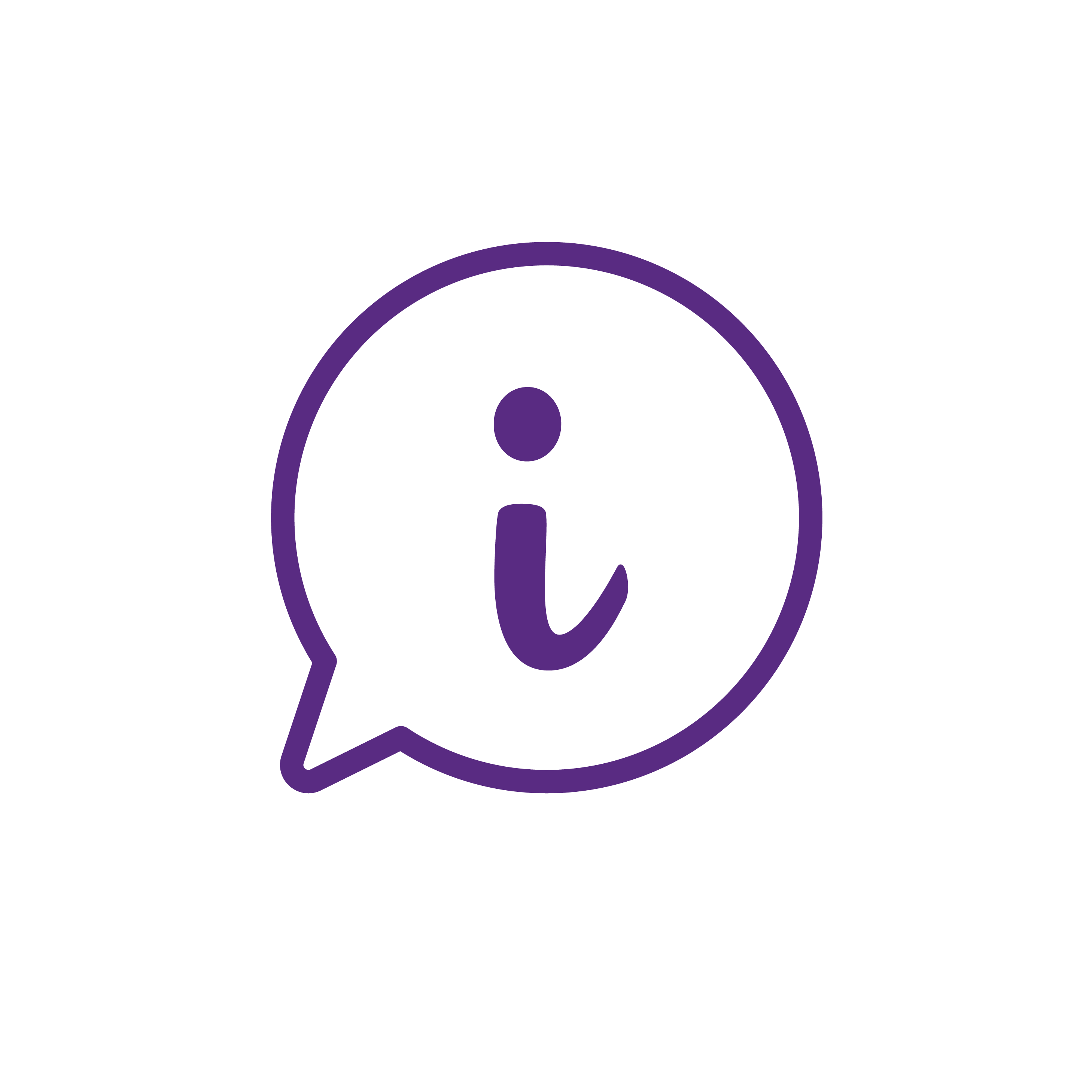 Speech bubble icon with an i in the middle of it