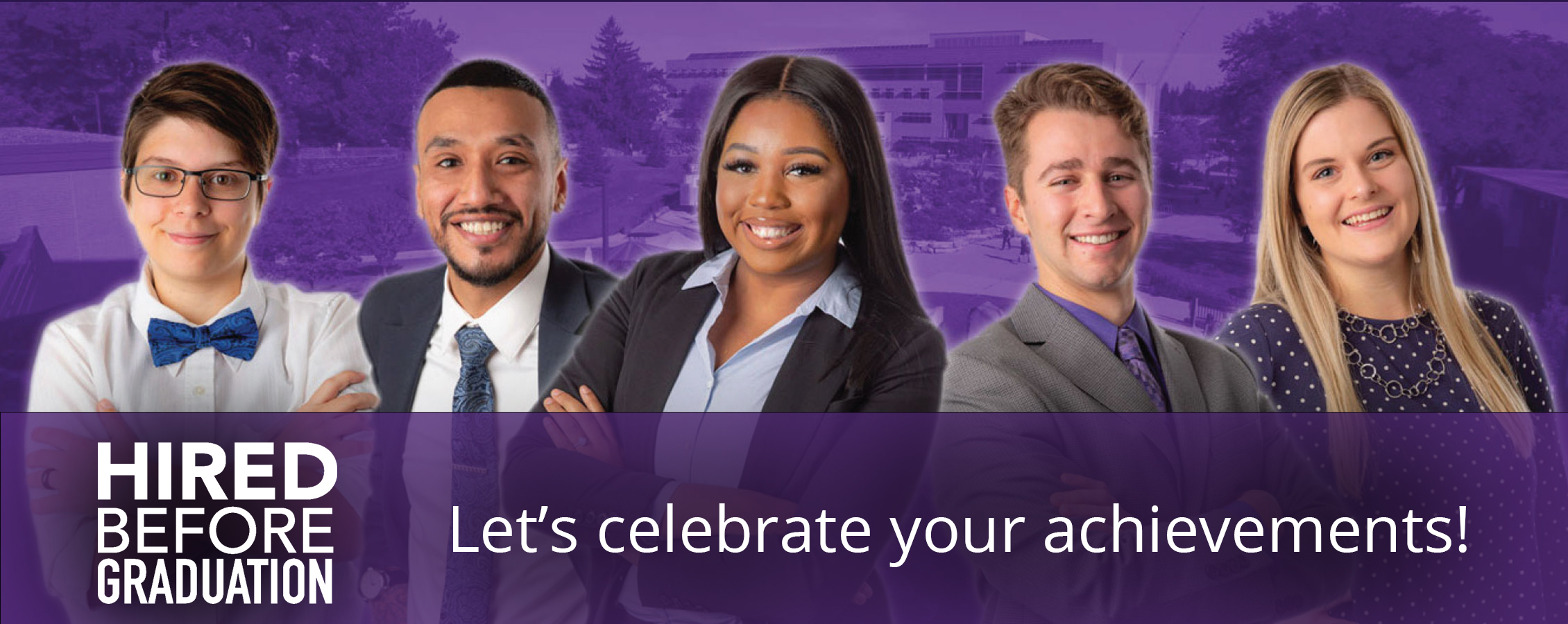 Students pose for Hired Before Graduation.