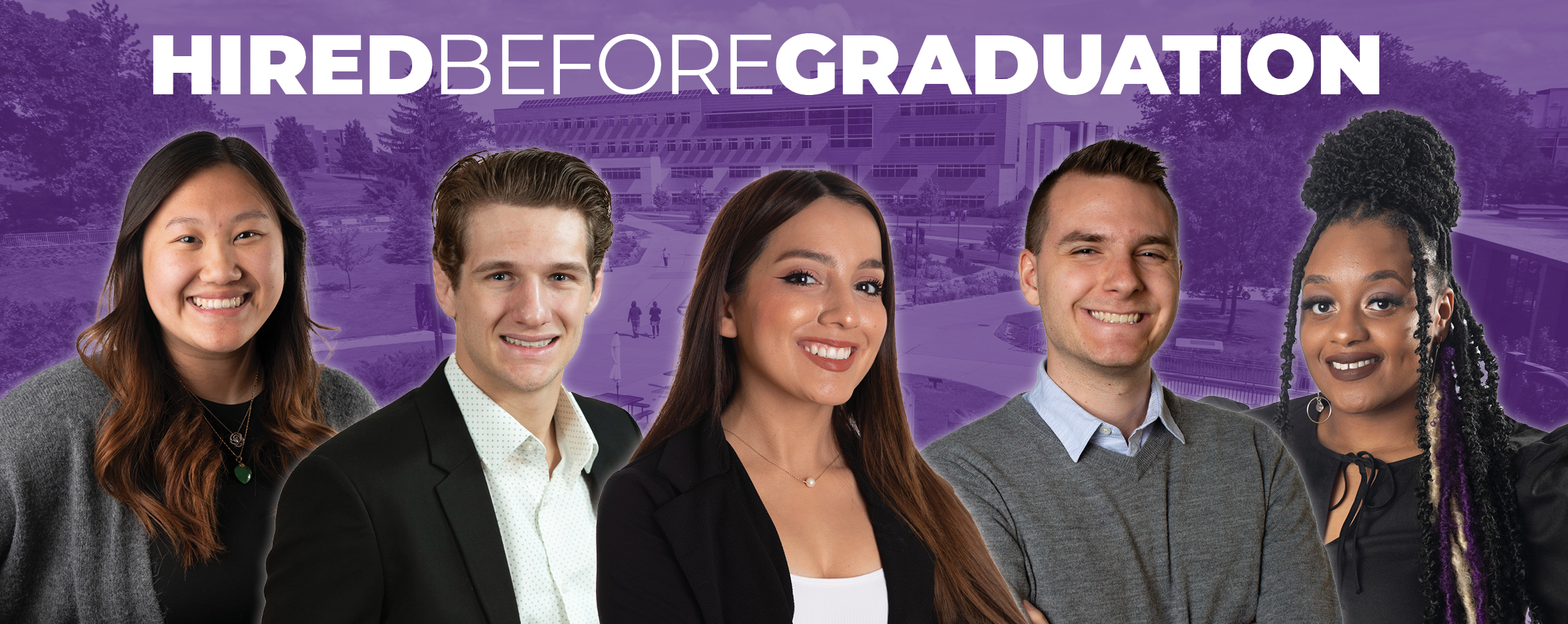 Students pose for Hired Before Graduation.