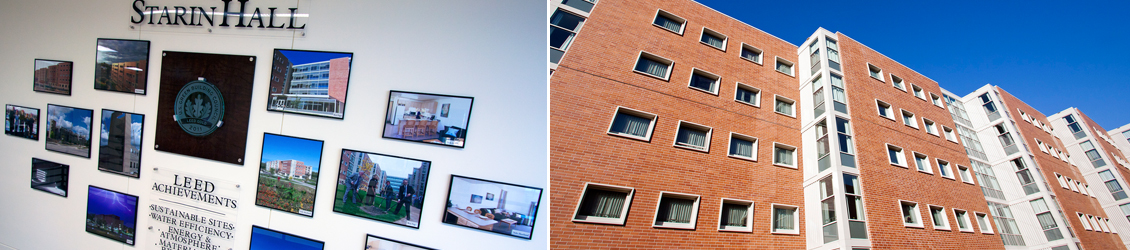 Photo of inside Starin Hall and outside