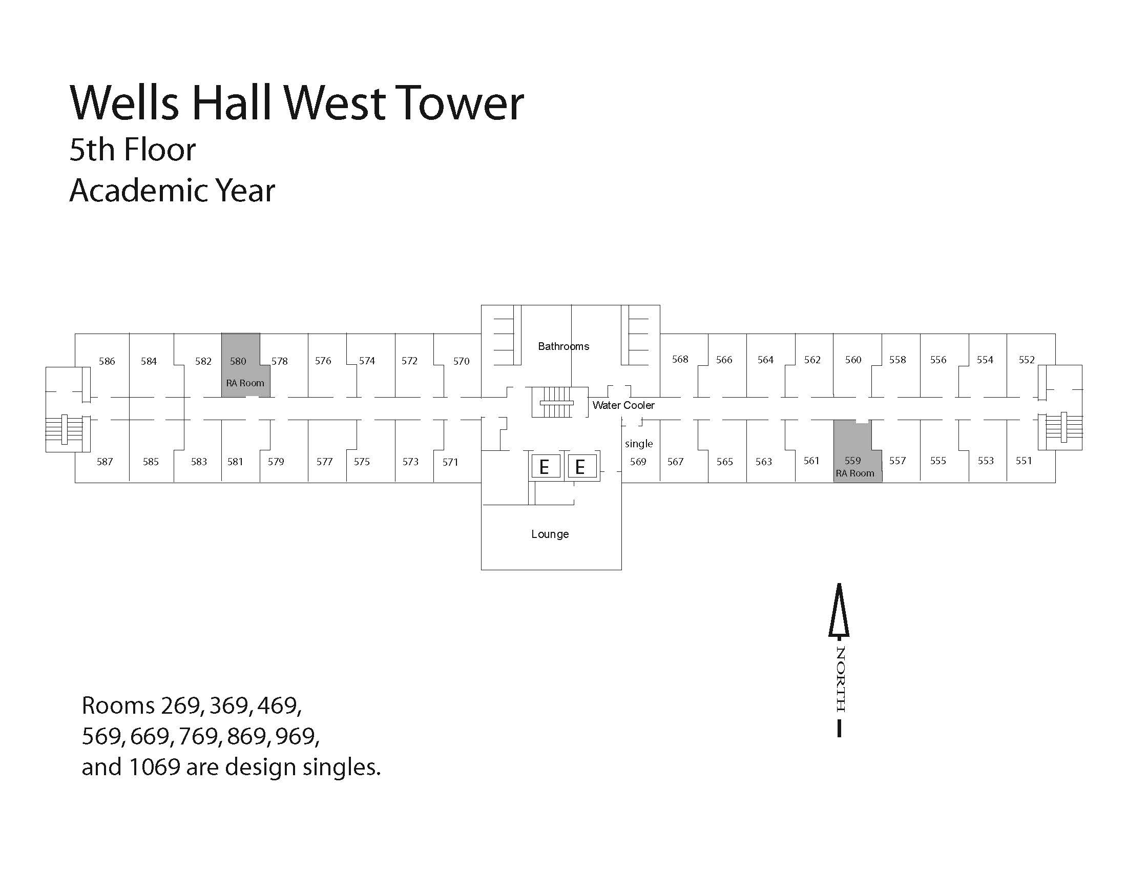 Wells Hall west tower 5th floor