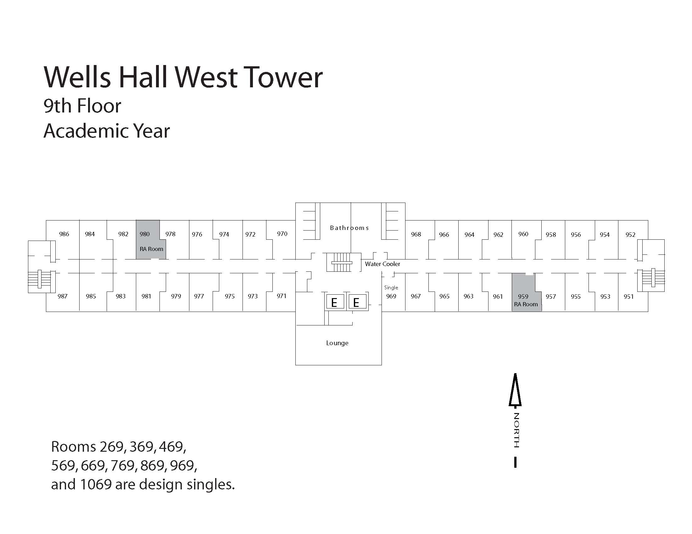 Wells Hall west tower 9th floor