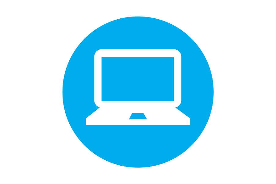 Icon of computer on blue background