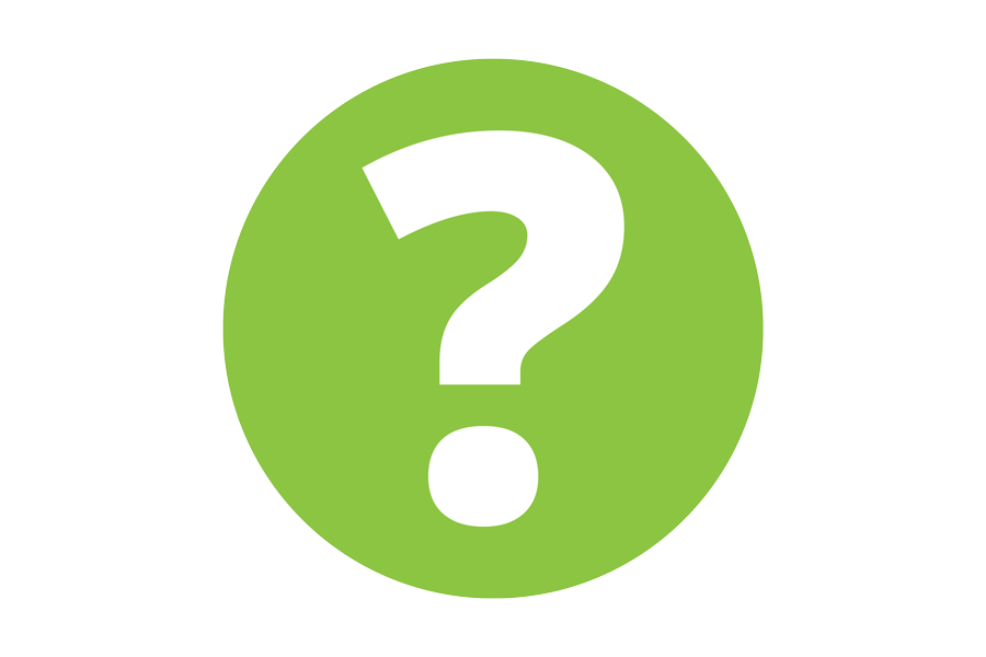 Circular green icon with a question mark inside it