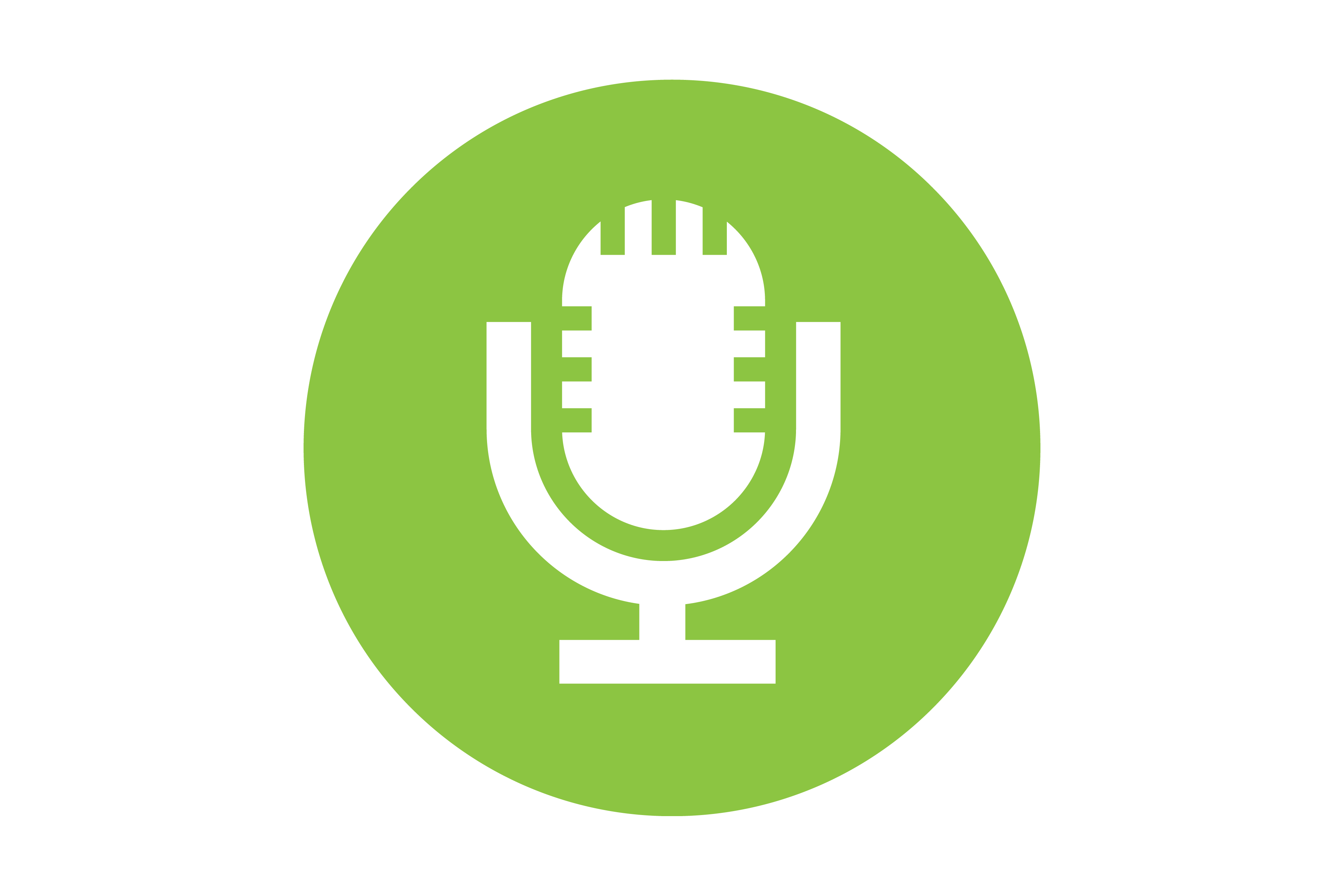 White microphone on green background