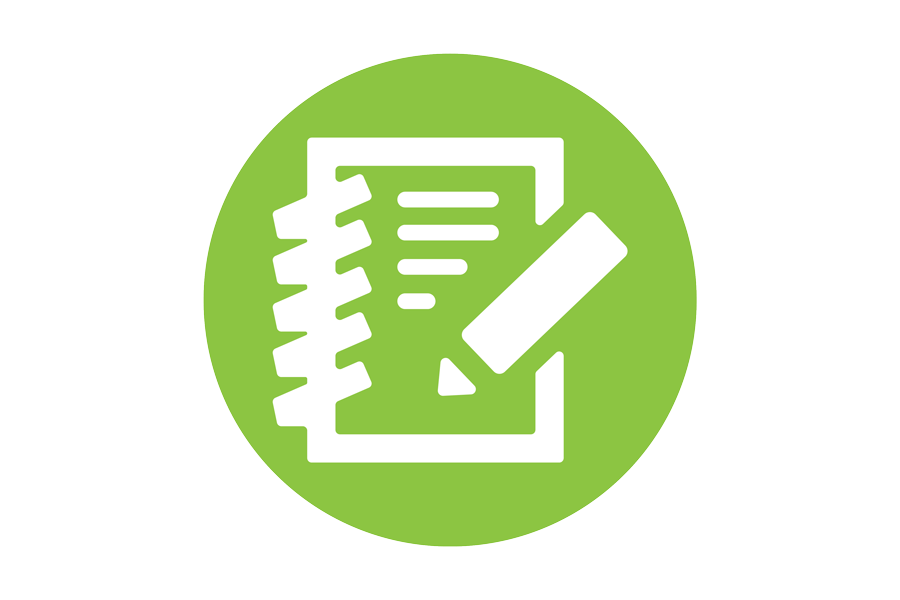 Icon of a piece of a pen and paper.