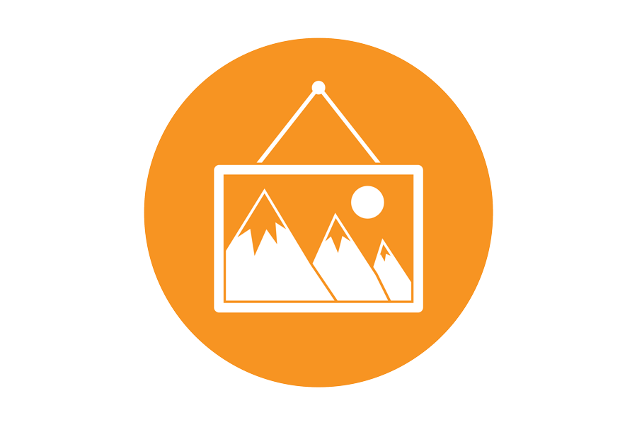 Icon of a hanging picture of mountains.