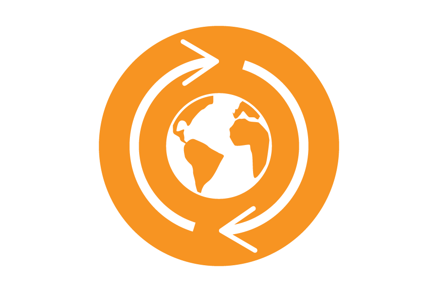 Icon of an arrow circling planet Earth