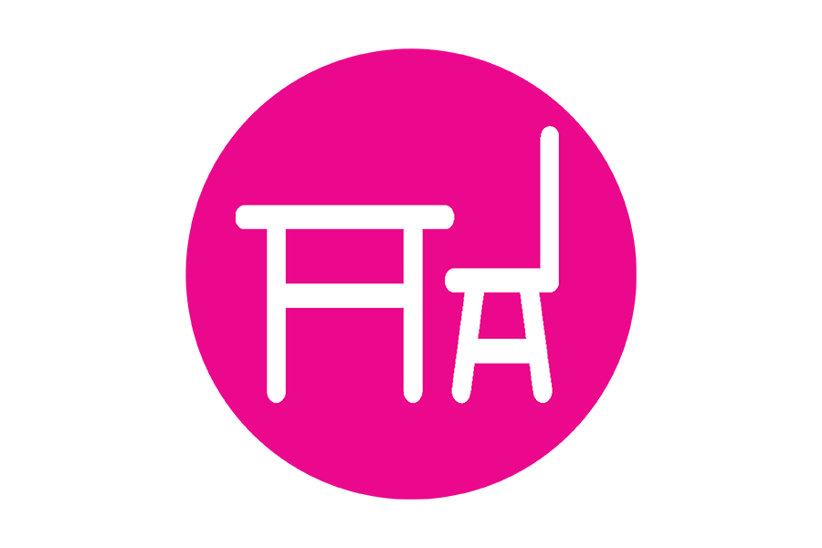 A pink icon with a chair and a desk.