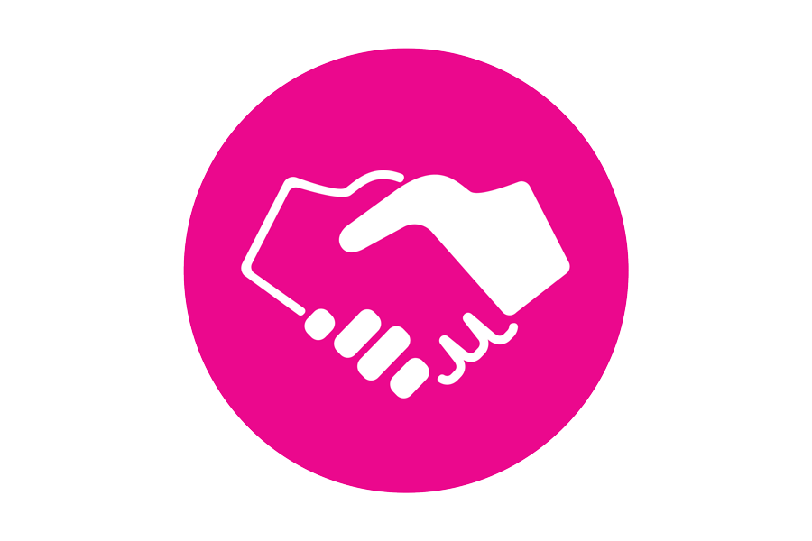 Icon of two hands shanking hands.