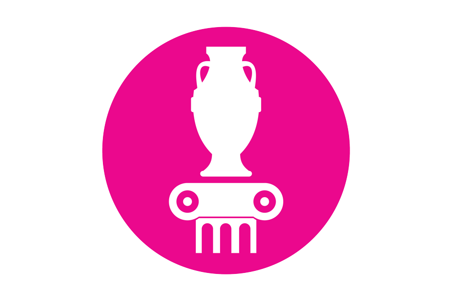 White pillar pot on a pink background.