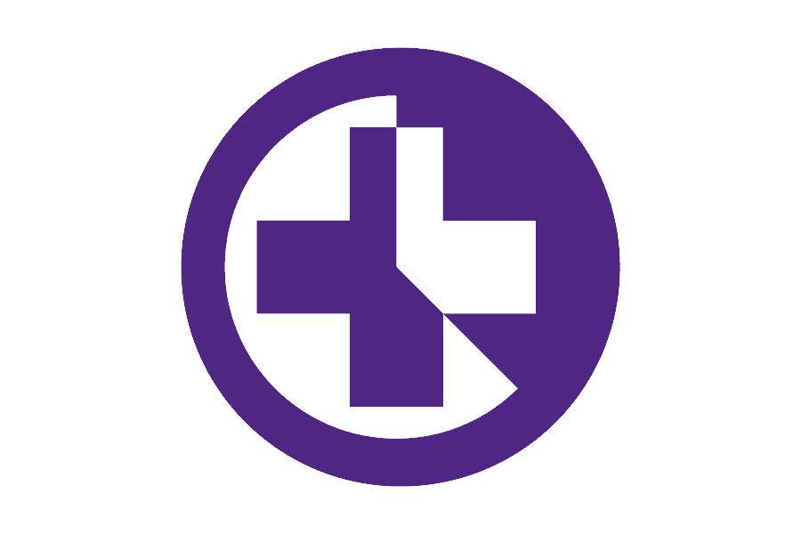 Medical cross in a circle.