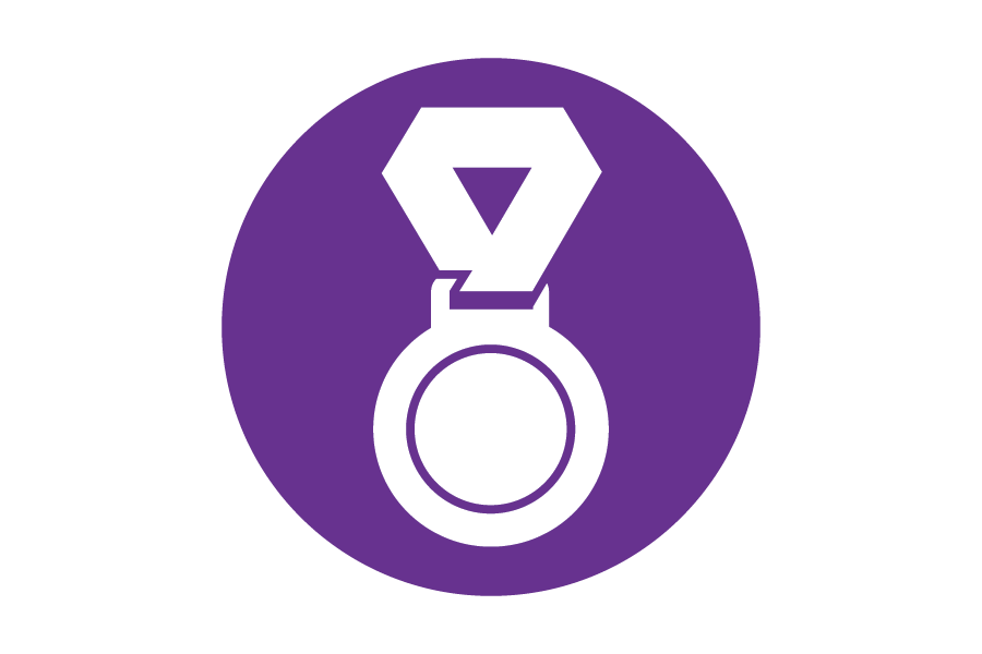 Purple icon of a medal.