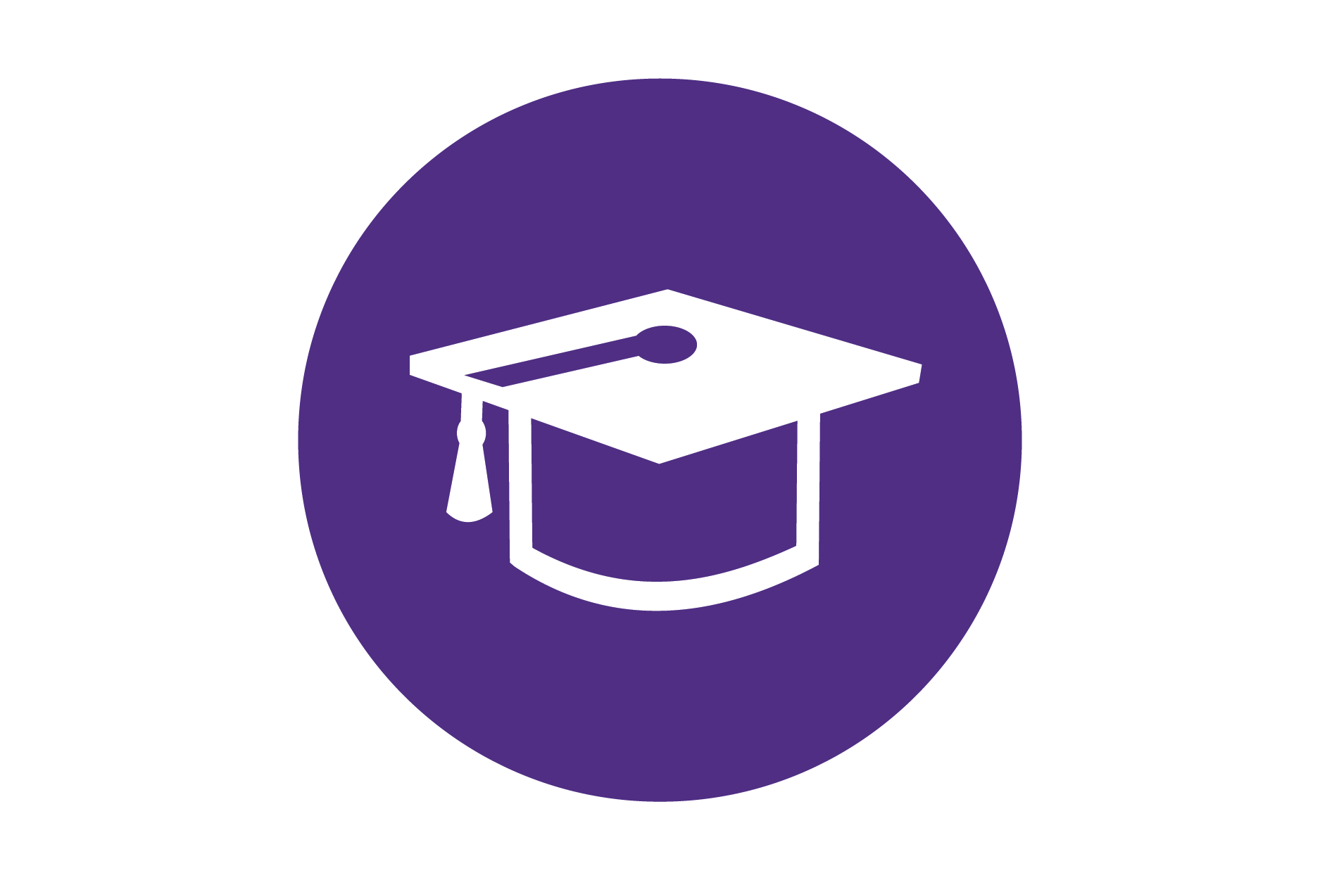 Purple Circular icon with a graduation cap