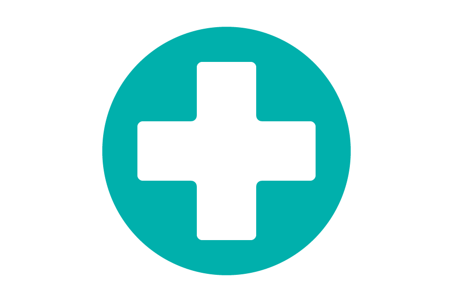 Teal icon of a plus sign.