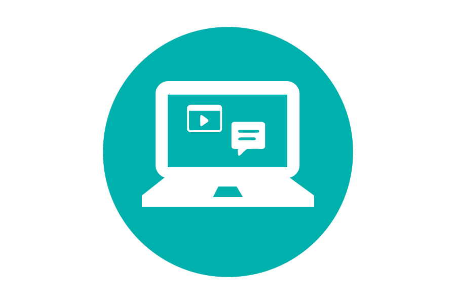 Teal icon of a laptop.