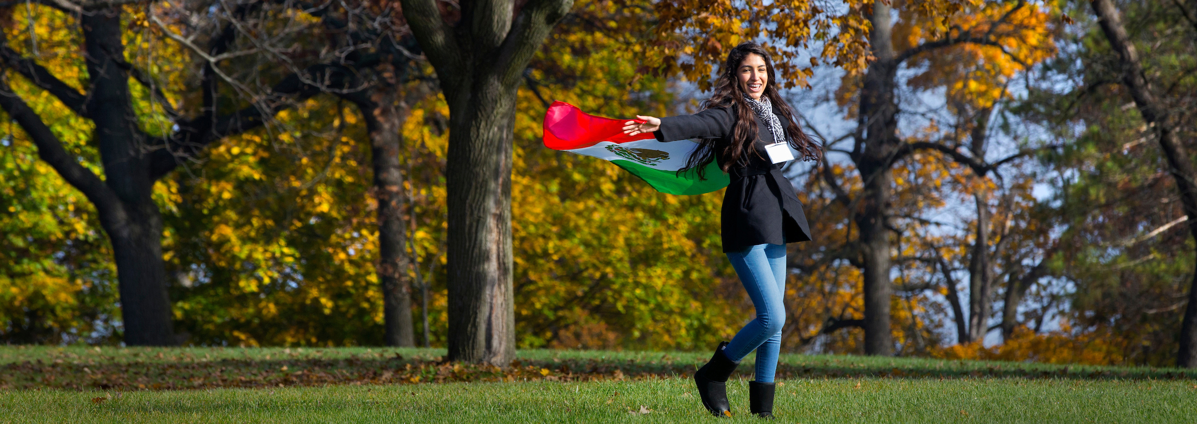 International student outdoors at UW-Whitewater