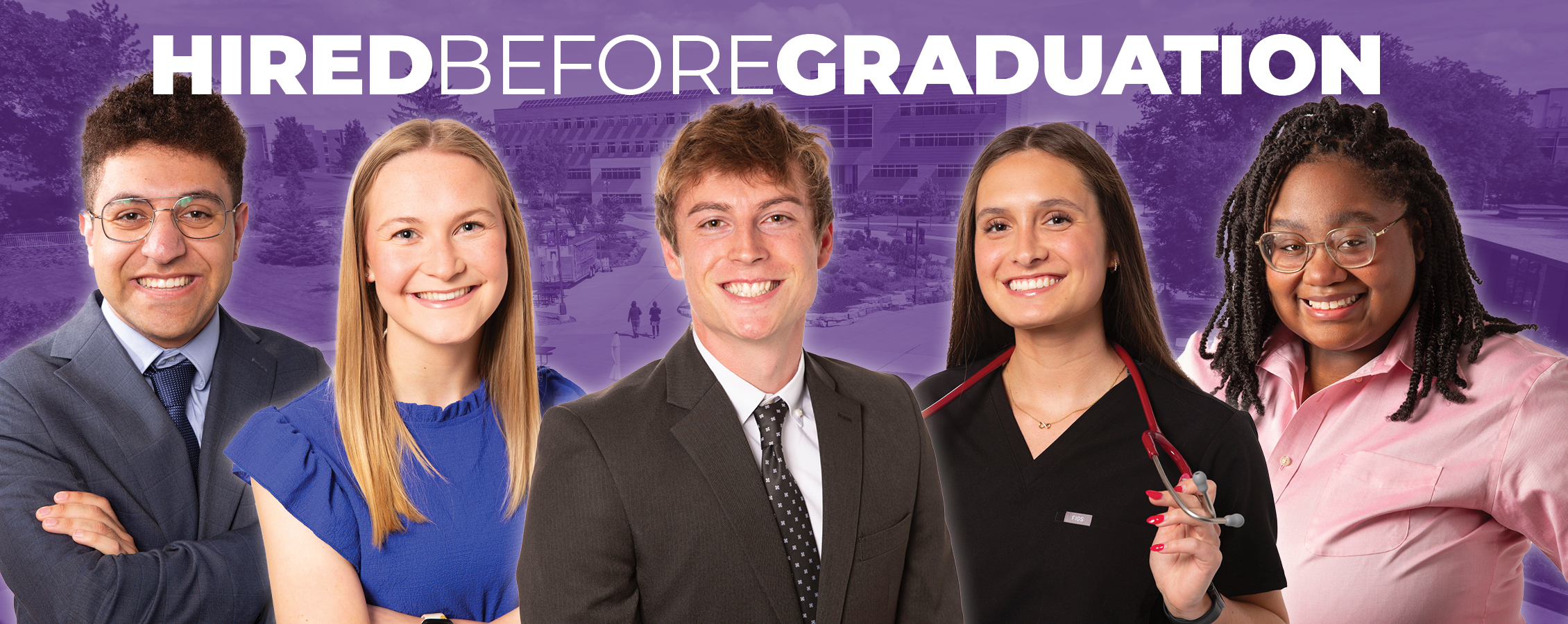 Students pose for Hired Before Graduation.