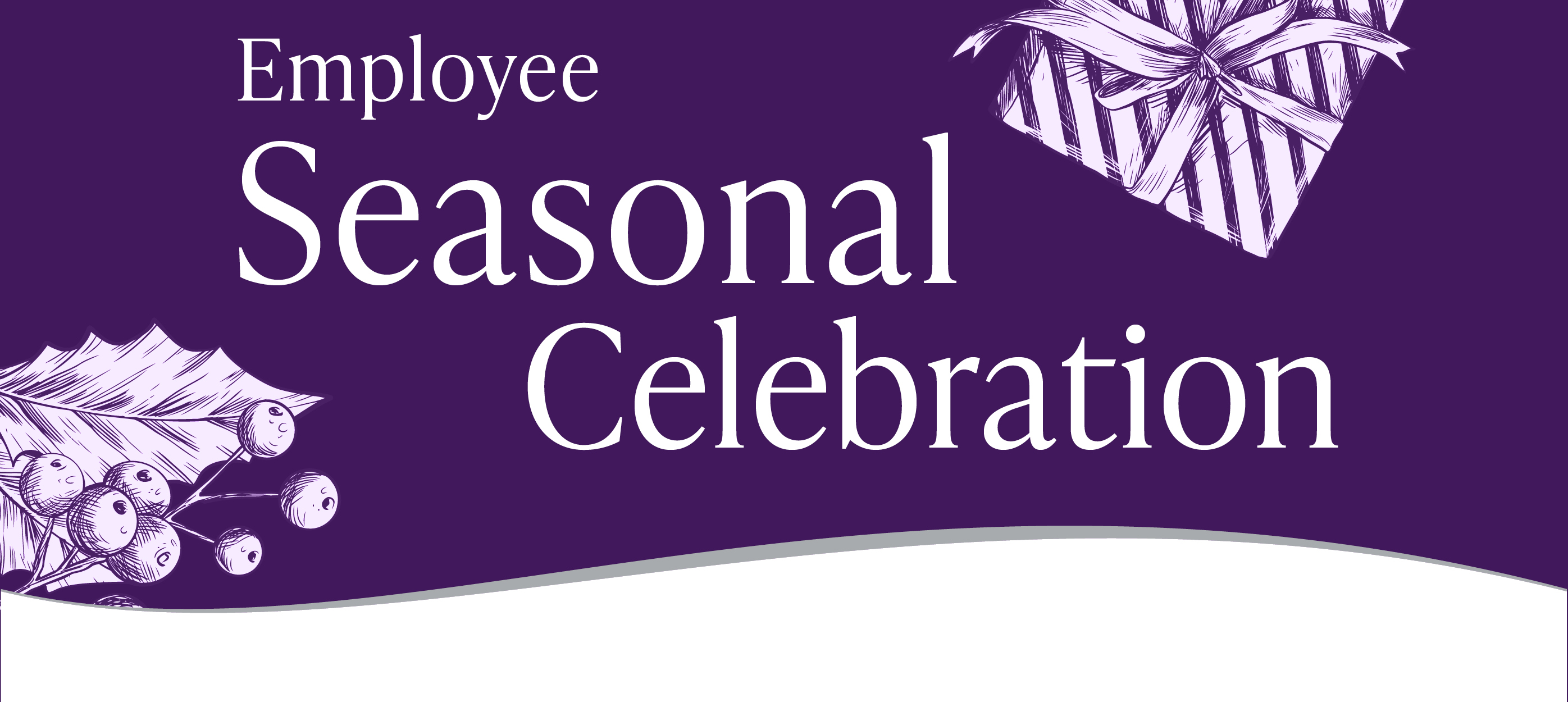 Employee Seasonal Celebration on a purple background.