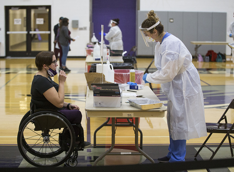 COVID testing in the Williams Center.