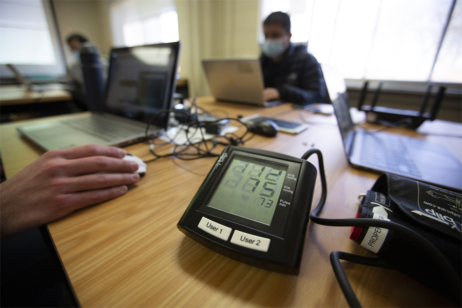 A digital medical device on a table.