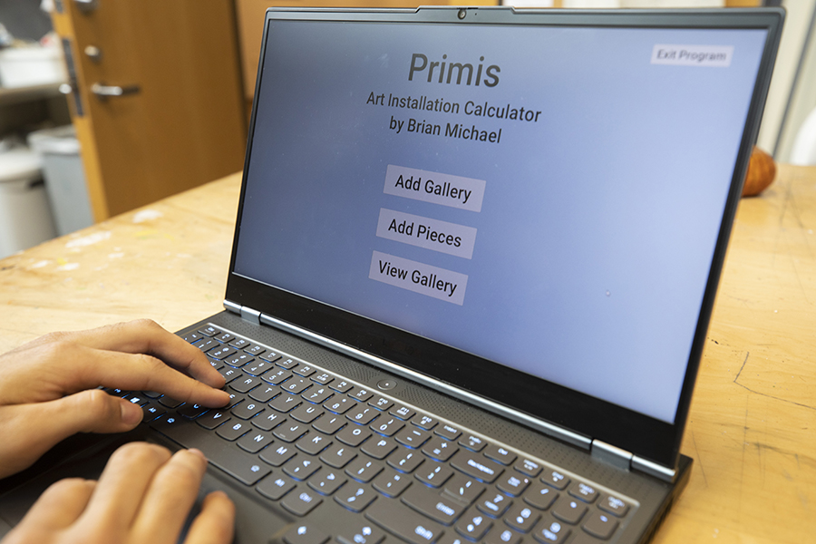 Brian Michael created Primis, an art installation software program, for Roberta's Art Gallery in the University Center, where he is a student worker.