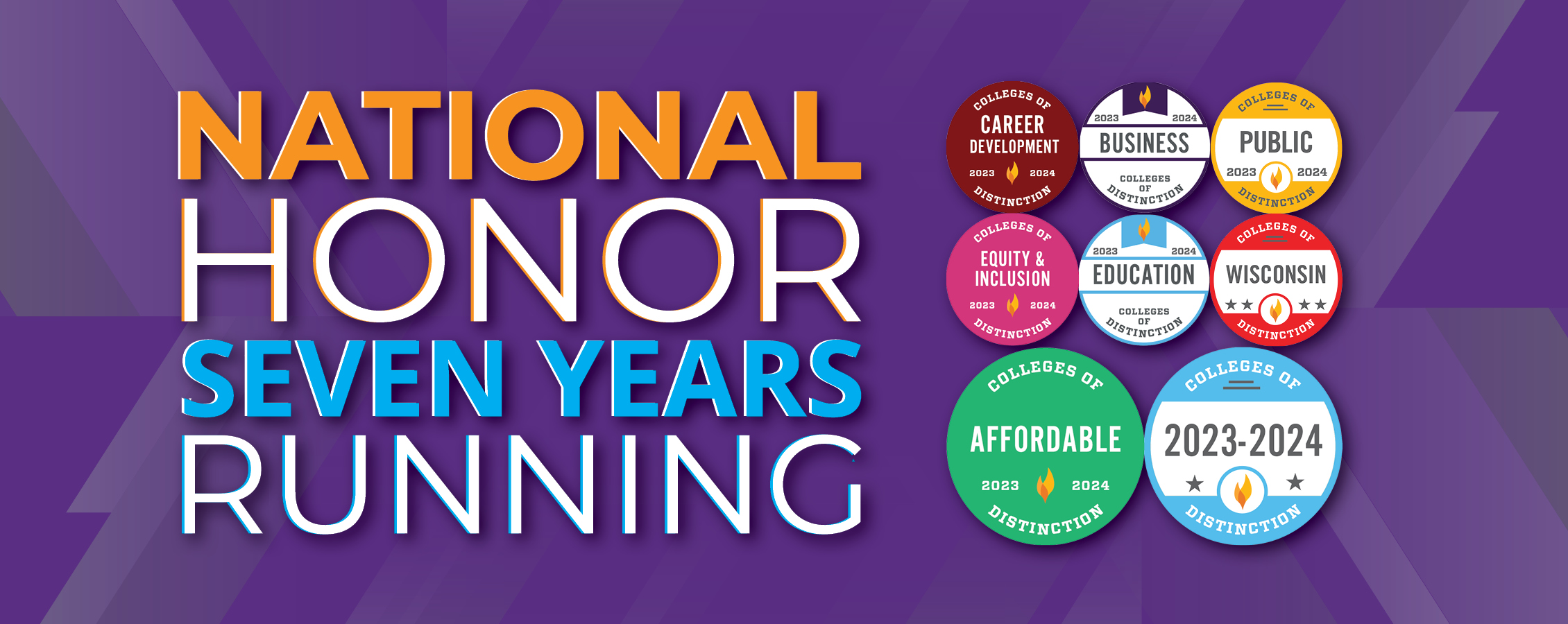 National Honor seven years running graphic with purple background.