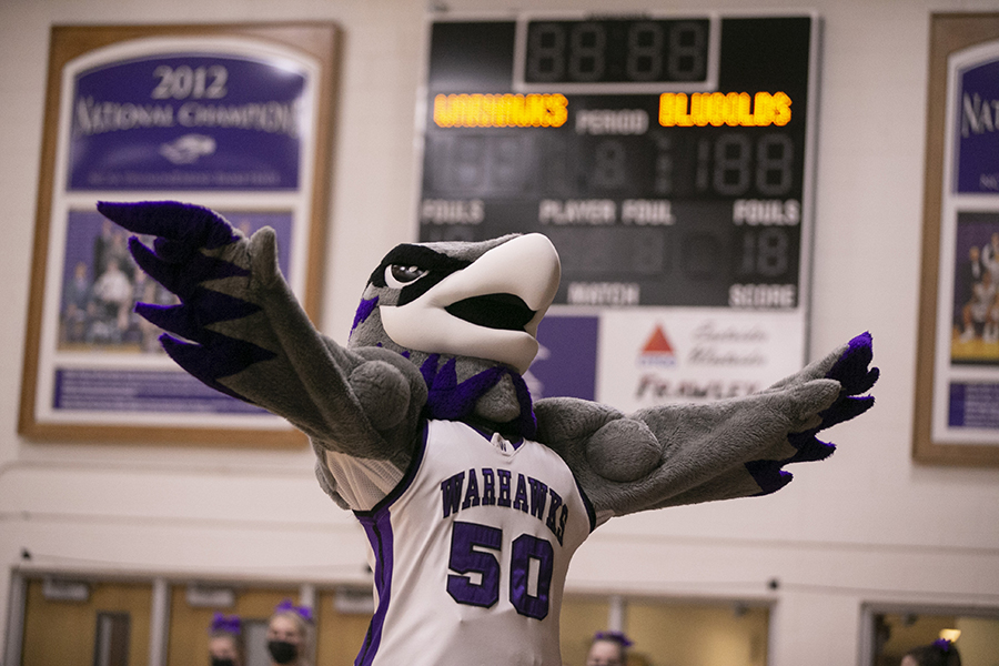 Willie Warhawk spreads his wings on the basketball court.