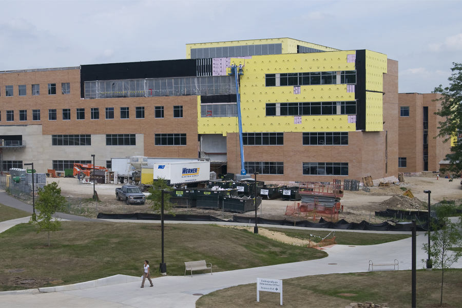 Hyland Hall under construction.