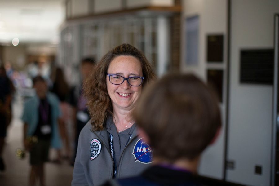 Alumna Lisa Werner helped to lead a band camp for junior high school musicians in July 2023 at the Greenhill Center of the Arts.