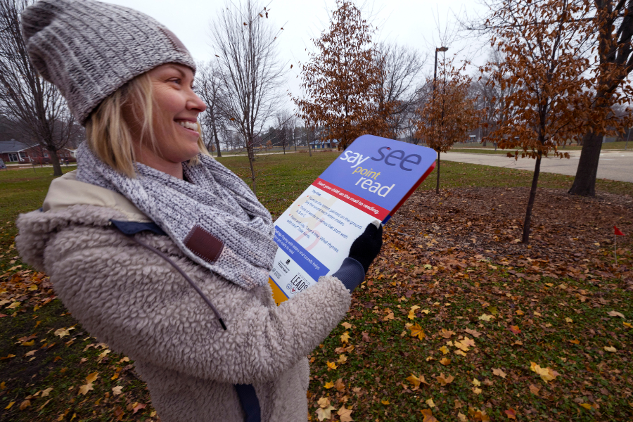 Photo of the new public trail signs up.