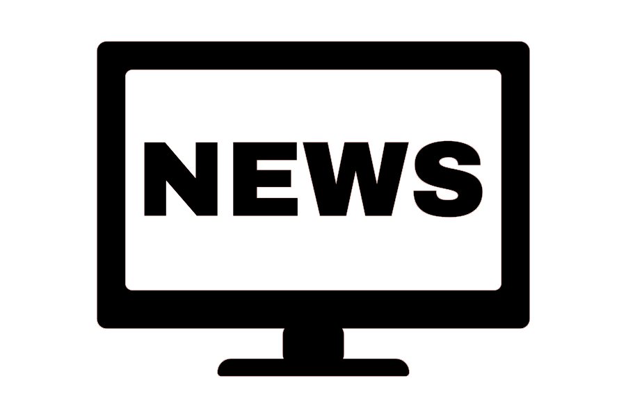 black tv icon with news on it