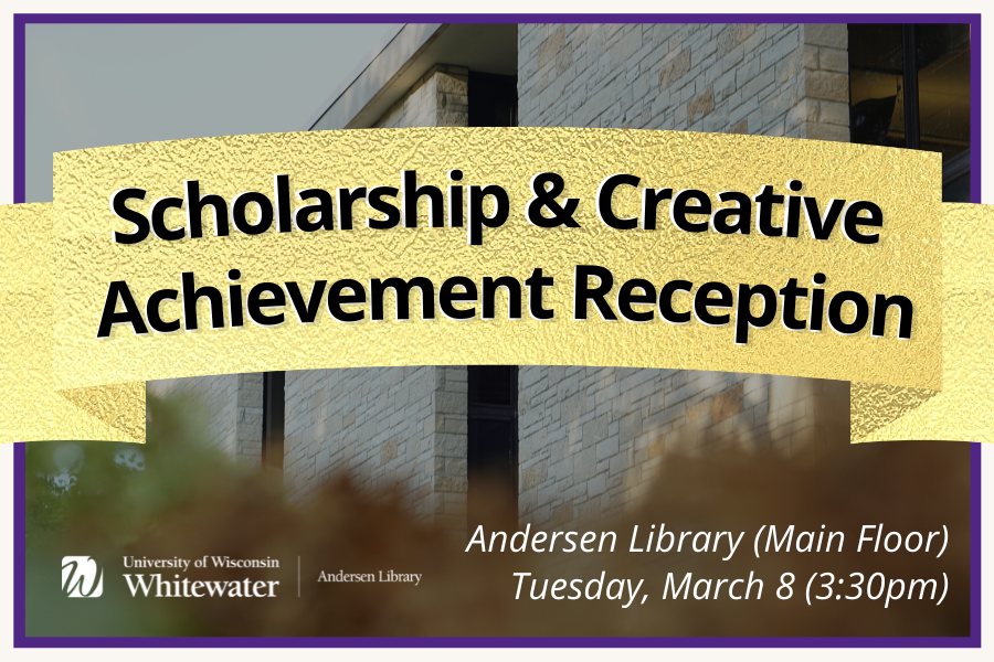 Scholarship & Creative Achievement Reception written on a yellow banner.