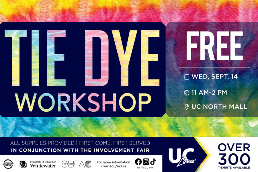 Tie dye workshop graphic.