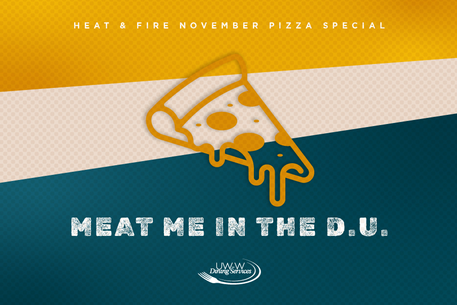 Meat me in the D.U. graphic.
