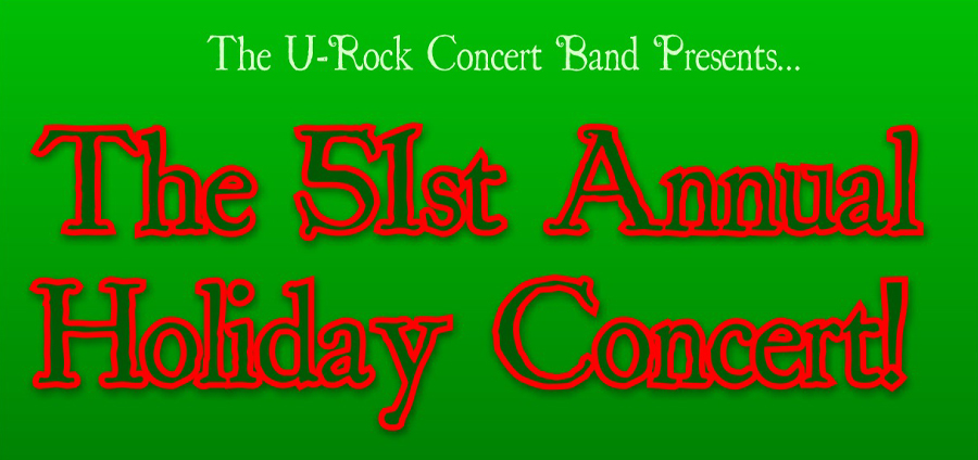 51st annual holdiday concert in red letters on a green background.