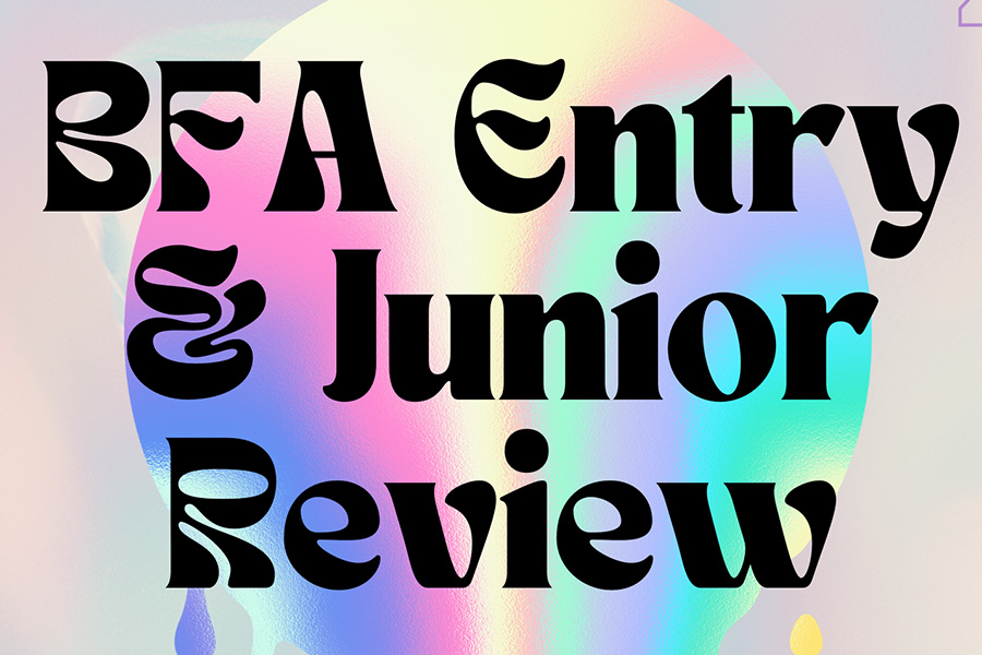 BFA entry & Junior Review with colorful background.