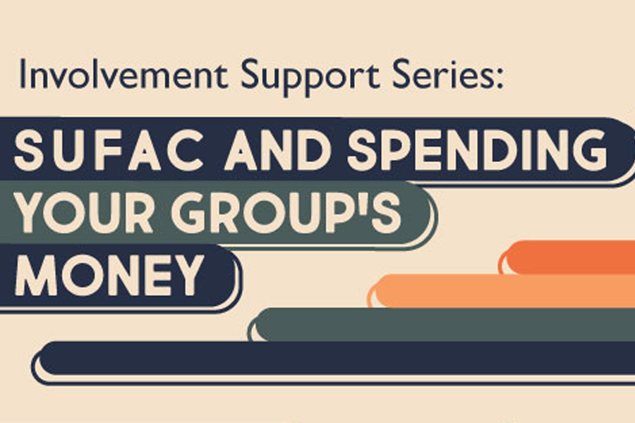 Graphic that says SUFAC and spending your group's money.
