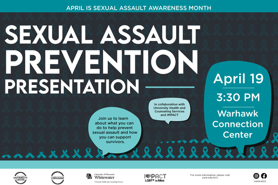 Sexual Assault Prevention Presentation graphic with grey and blue background.