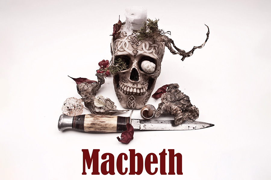 Macbeth graphic with skull.