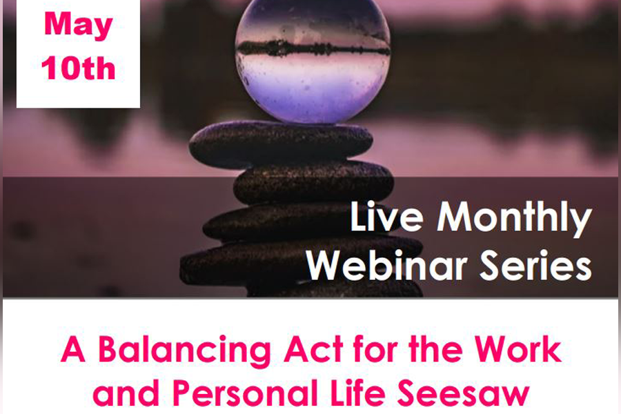 Webinar graphic with maroon background.