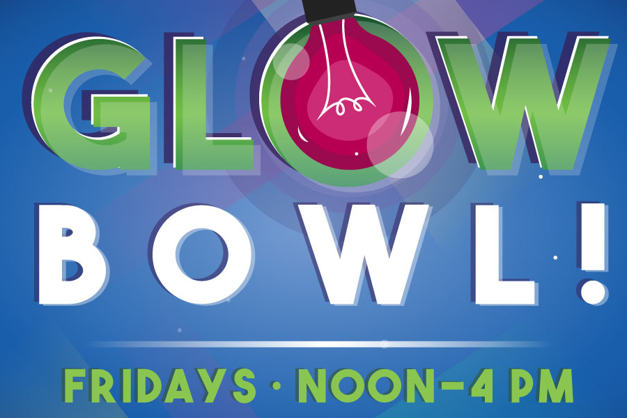 Glow Bowl graphic with blue background. 