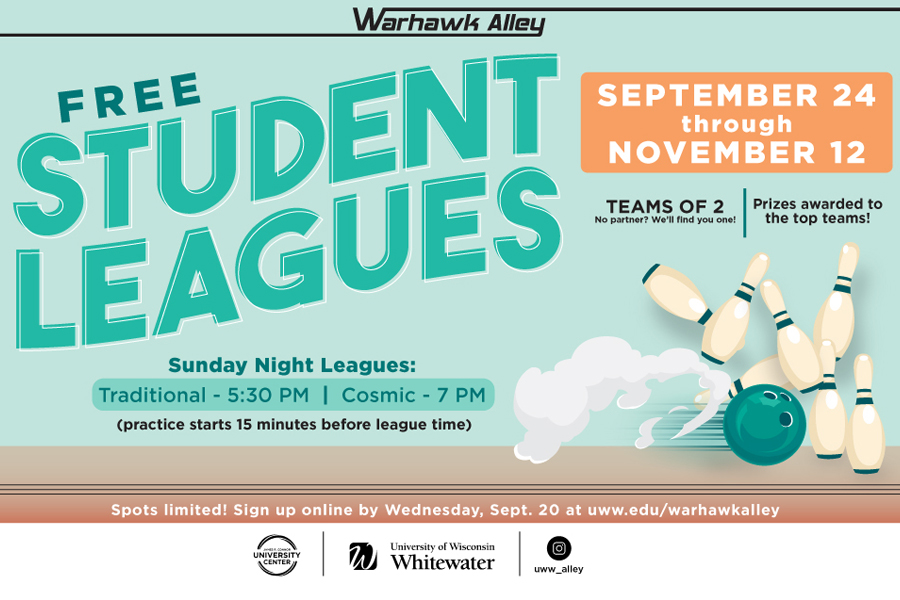 Student league sign up deadline graphic with green background.