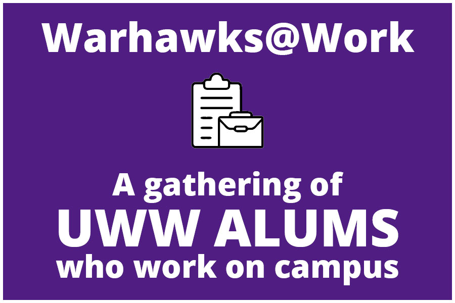 Warhawks gathering with other alums graphic.