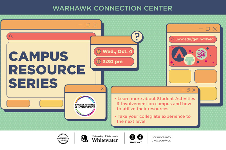 Campus resource series graphic with green background. 