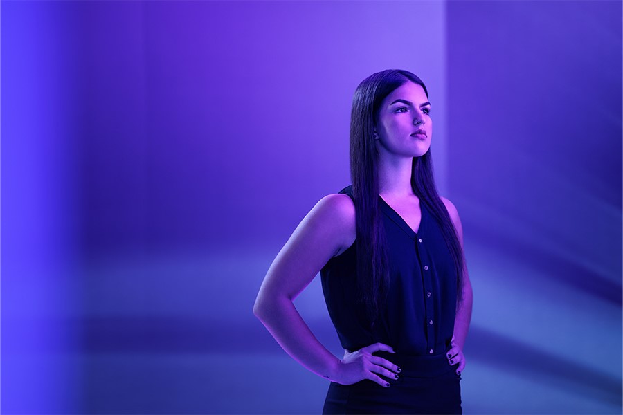 Student poses for UW-Whitewater College of Business and Economics online