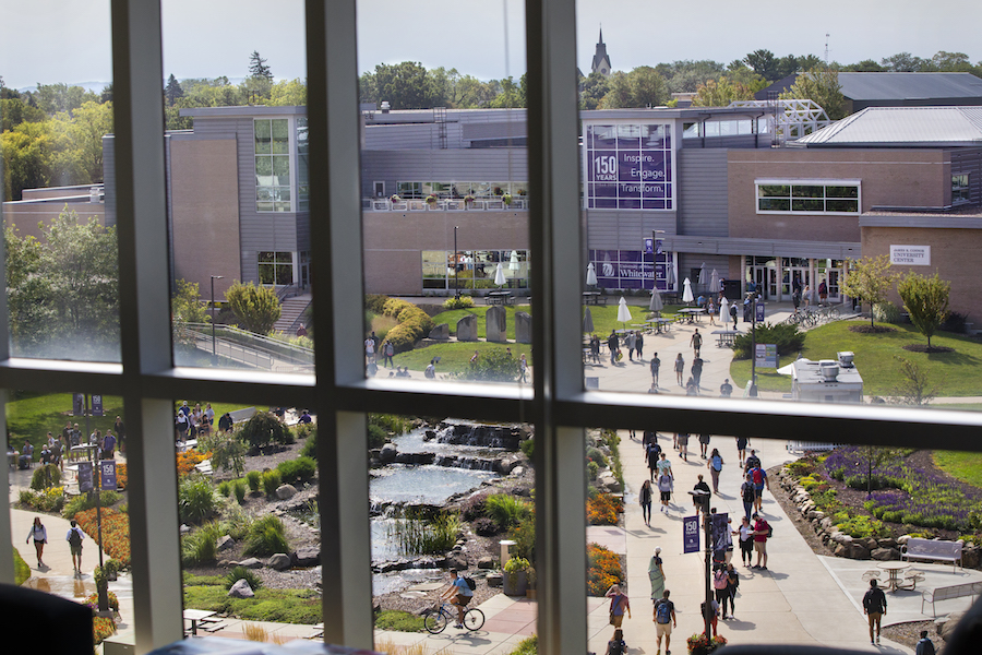 Overlooking the University Center as students go to class