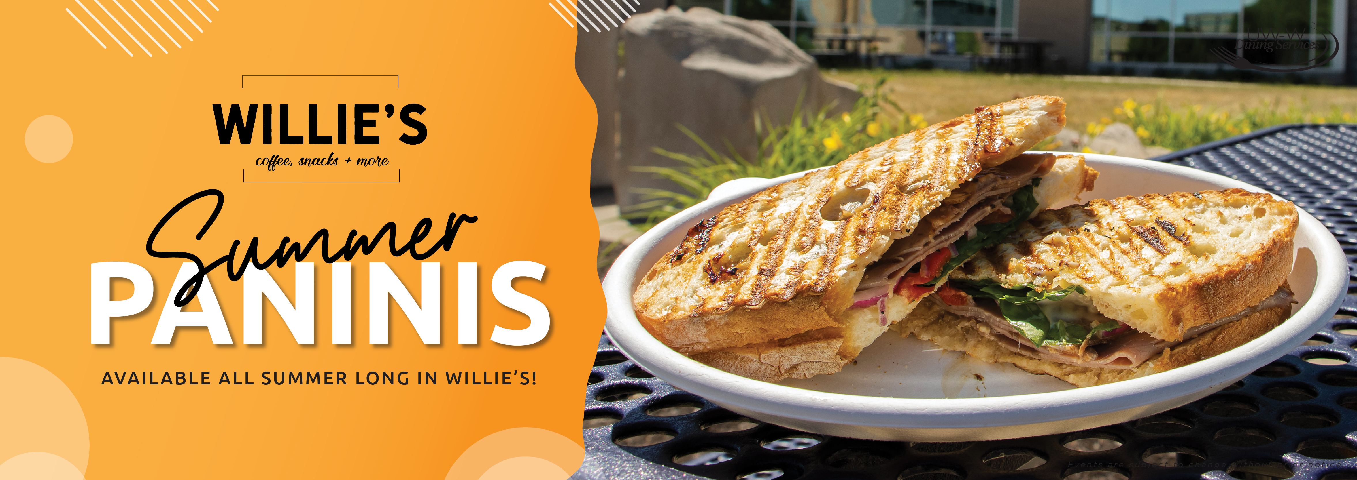 Panini's in Willie's all Summer long