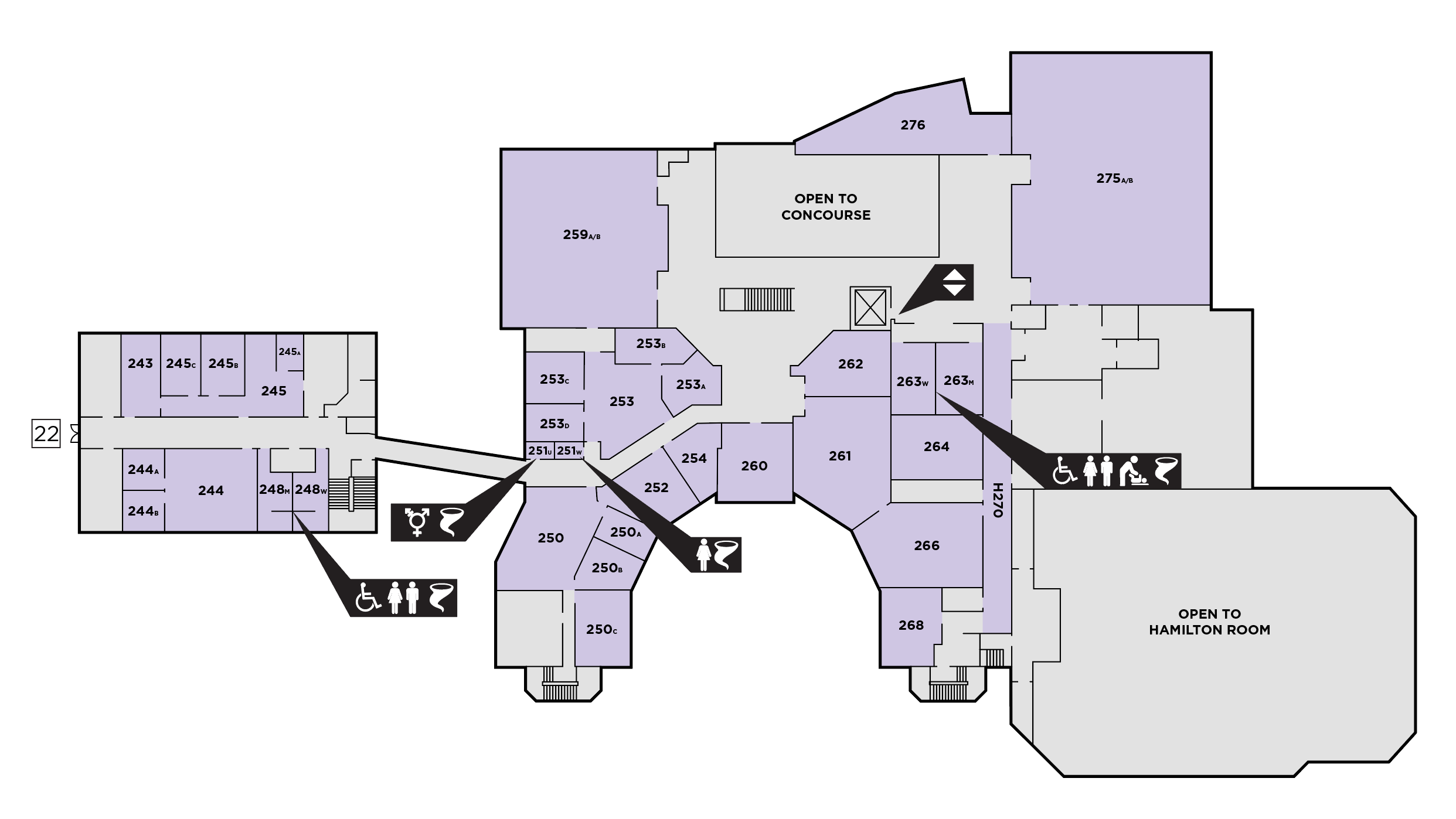 Upper level map of the UC
